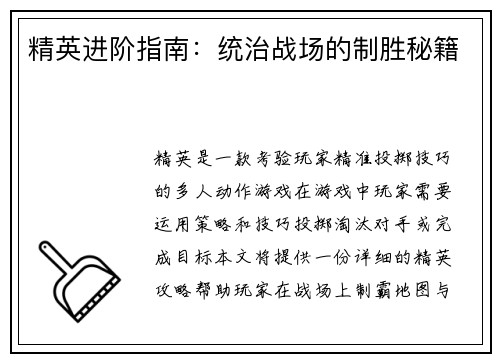 精英进阶指南：统治战场的制胜秘籍