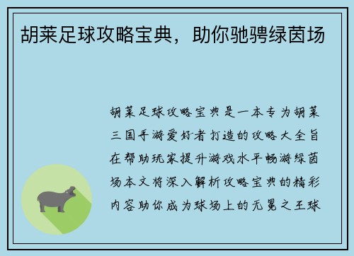 胡莱足球攻略宝典，助你驰骋绿茵场